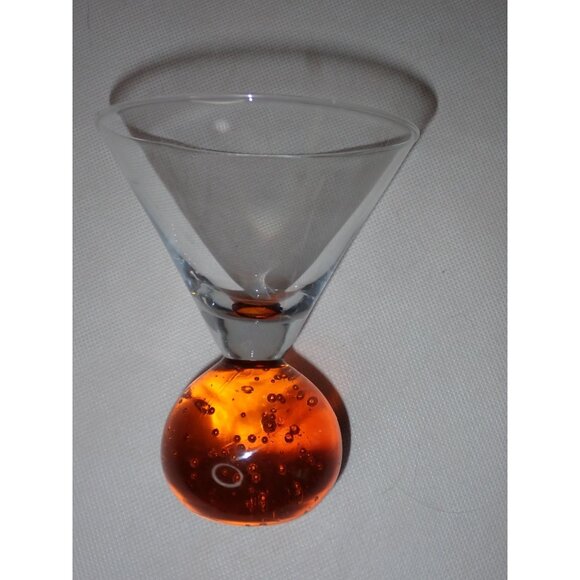 Martini Cocktail Liqueur Glasses‎ Hand Blown Ball Stem Bubbles Lot of 2 MCM - Picture 5 of 6